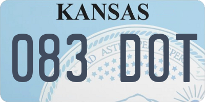 KS license plate 083DOT