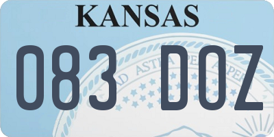KS license plate 083DOZ
