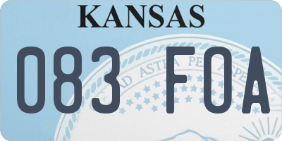KS license plate 083FOA