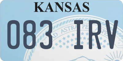 KS license plate 083IRV