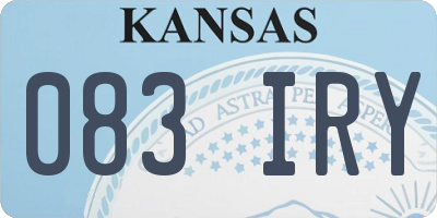 KS license plate 083IRY