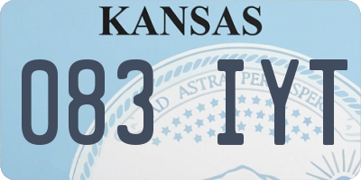 KS license plate 083IYT