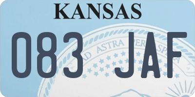 KS license plate 083JAF