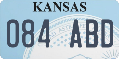 KS license plate 084ABD