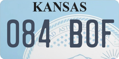KS license plate 084BOF