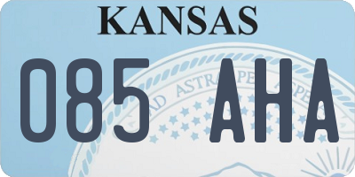 KS license plate 085AHA