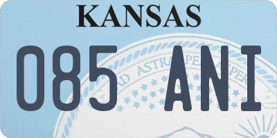 KS license plate 085ANI