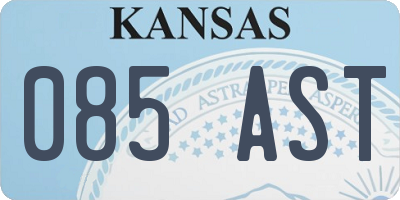 KS license plate 085AST