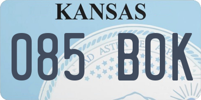 KS license plate 085BOK