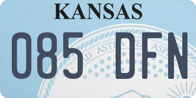 KS license plate 085DFN