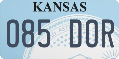 KS license plate 085DOR