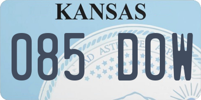KS license plate 085DOW