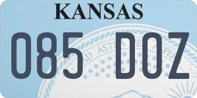 KS license plate 085DOZ