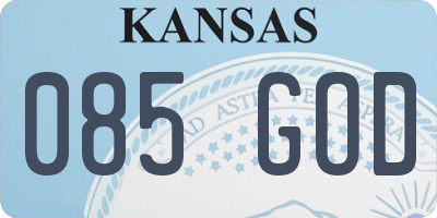 KS license plate 085GOD