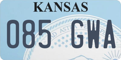 KS license plate 085GWA