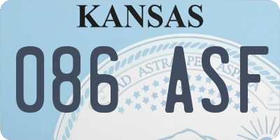 KS license plate 086ASF