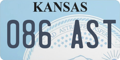 KS license plate 086AST