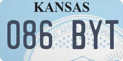 KS license plate 086BYT