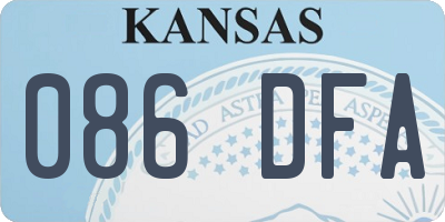 KS license plate 086DFA