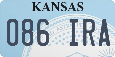 KS license plate 086IRA