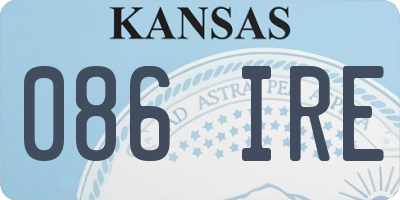 KS license plate 086IRE