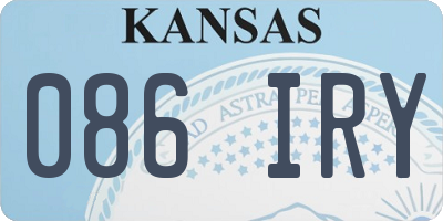 KS license plate 086IRY