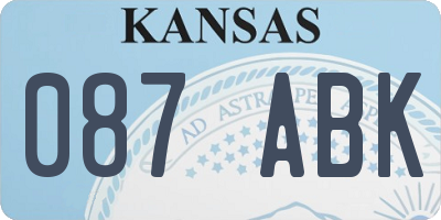 KS license plate 087ABK