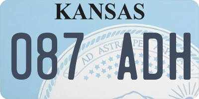 KS license plate 087ADH