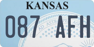 KS license plate 087AFH