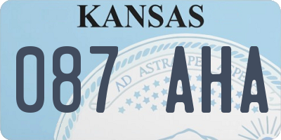 KS license plate 087AHA