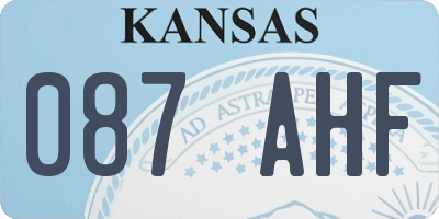 KS license plate 087AHF