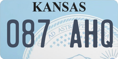 KS license plate 087AHQ