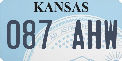 KS license plate 087AHW
