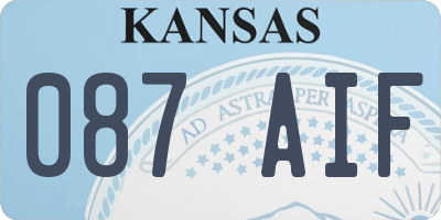 KS license plate 087AIF