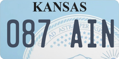 KS license plate 087AIN