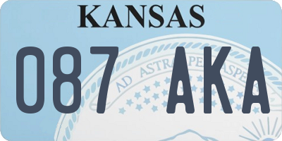 KS license plate 087AKA