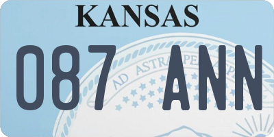 KS license plate 087ANN
