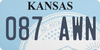KS license plate 087AWN