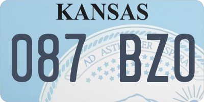 KS license plate 087BZO