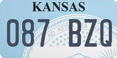 KS license plate 087BZQ