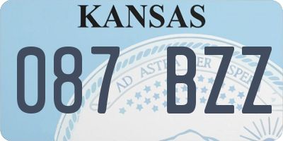 KS license plate 087BZZ
