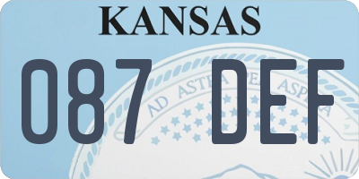 KS license plate 087DEF