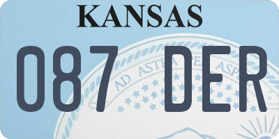 KS license plate 087DER