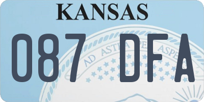 KS license plate 087DFA