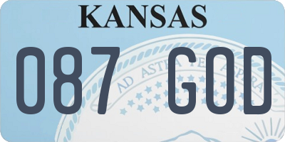 KS license plate 087GOD