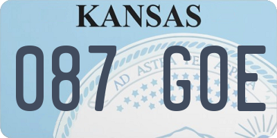 KS license plate 087GOE