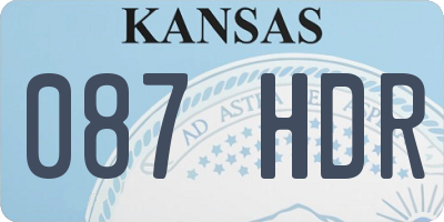 KS license plate 087HDR