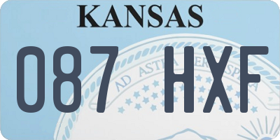 KS license plate 087HXF