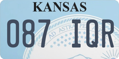 KS license plate 087IQR