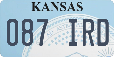 KS license plate 087IRD